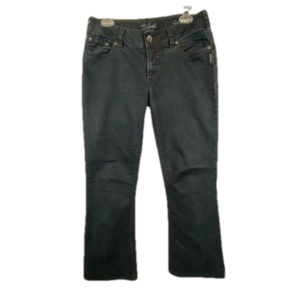 Silver Jeans Bootcut Flare Faded Black Denim High Rise W30 L28 Embroider Y2K